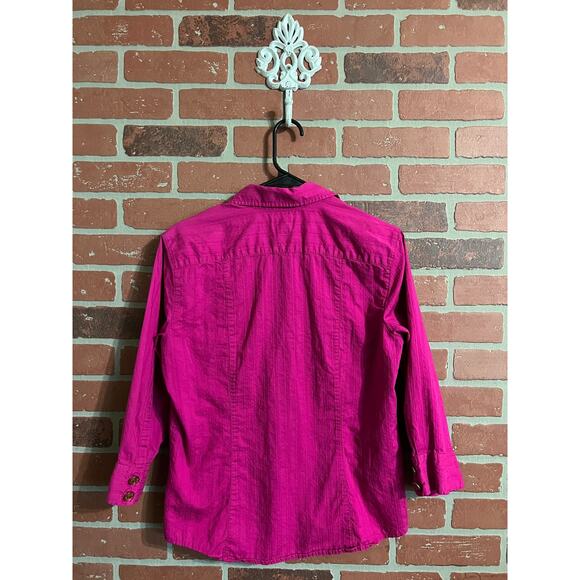 Chico’s | Fuchsia Long Sleeve Button Down Shirt - Picture 7 of 7